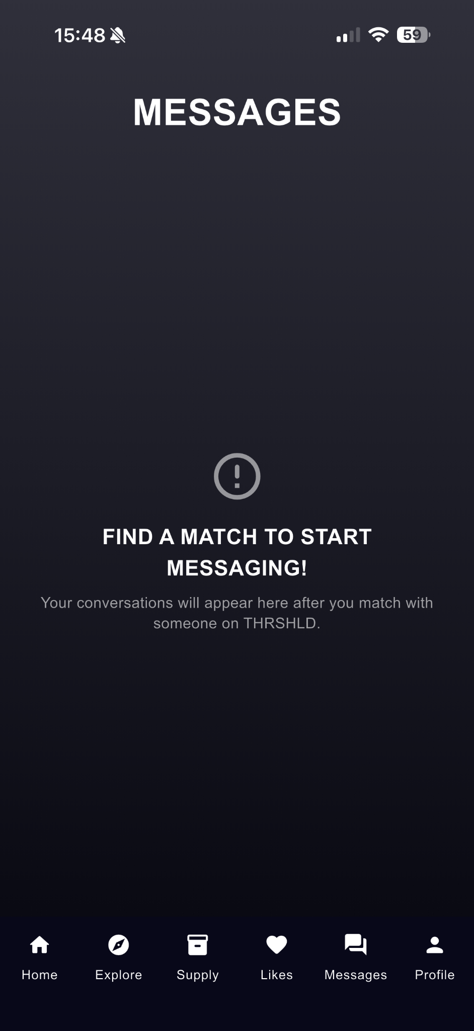 THRSHLD Messages screen
